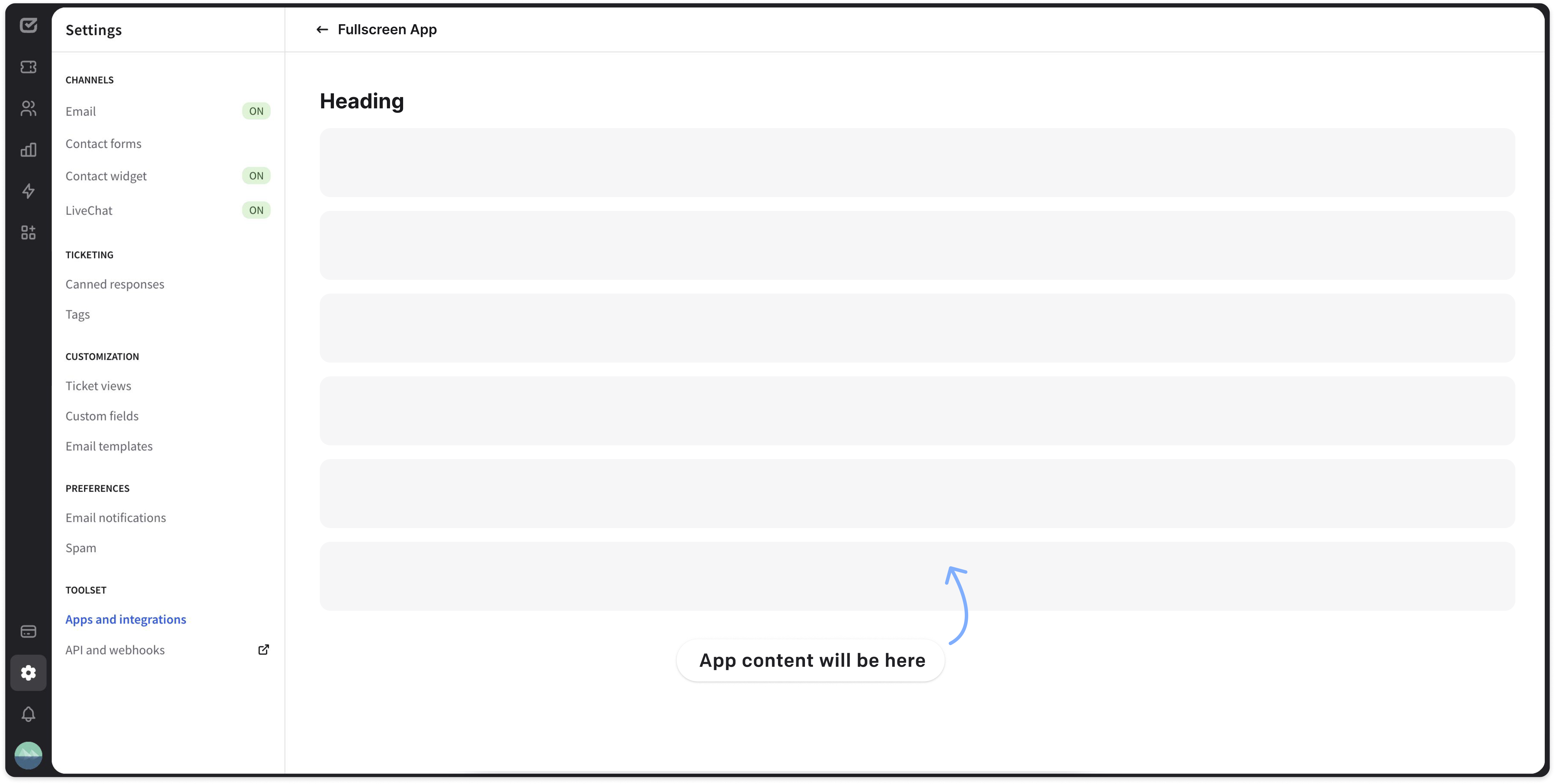 HelpDesk App Settings